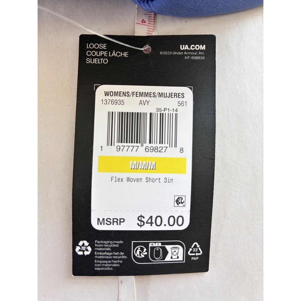 NWT Under Armour Womens Flex Woven 3in Shorts Blue Medium 1376935-561 New - Picture 5 of 5